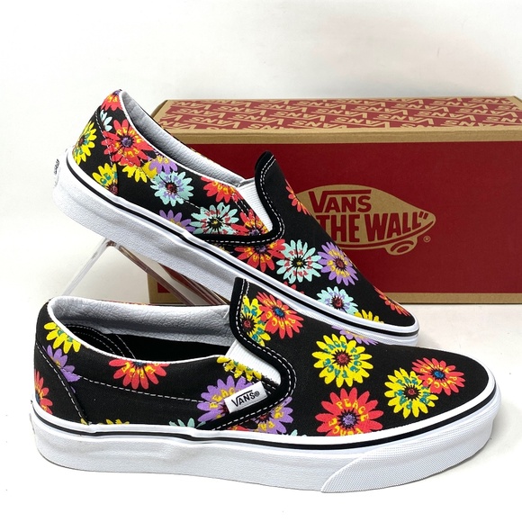 Vans Shoes - VANS Classic Slip On Low Top Floral Black Women Canvas Size Sneakers VN0A5JMHNX0